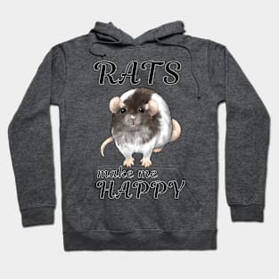 Rats make me happy - Black hooded ver. Hoodie